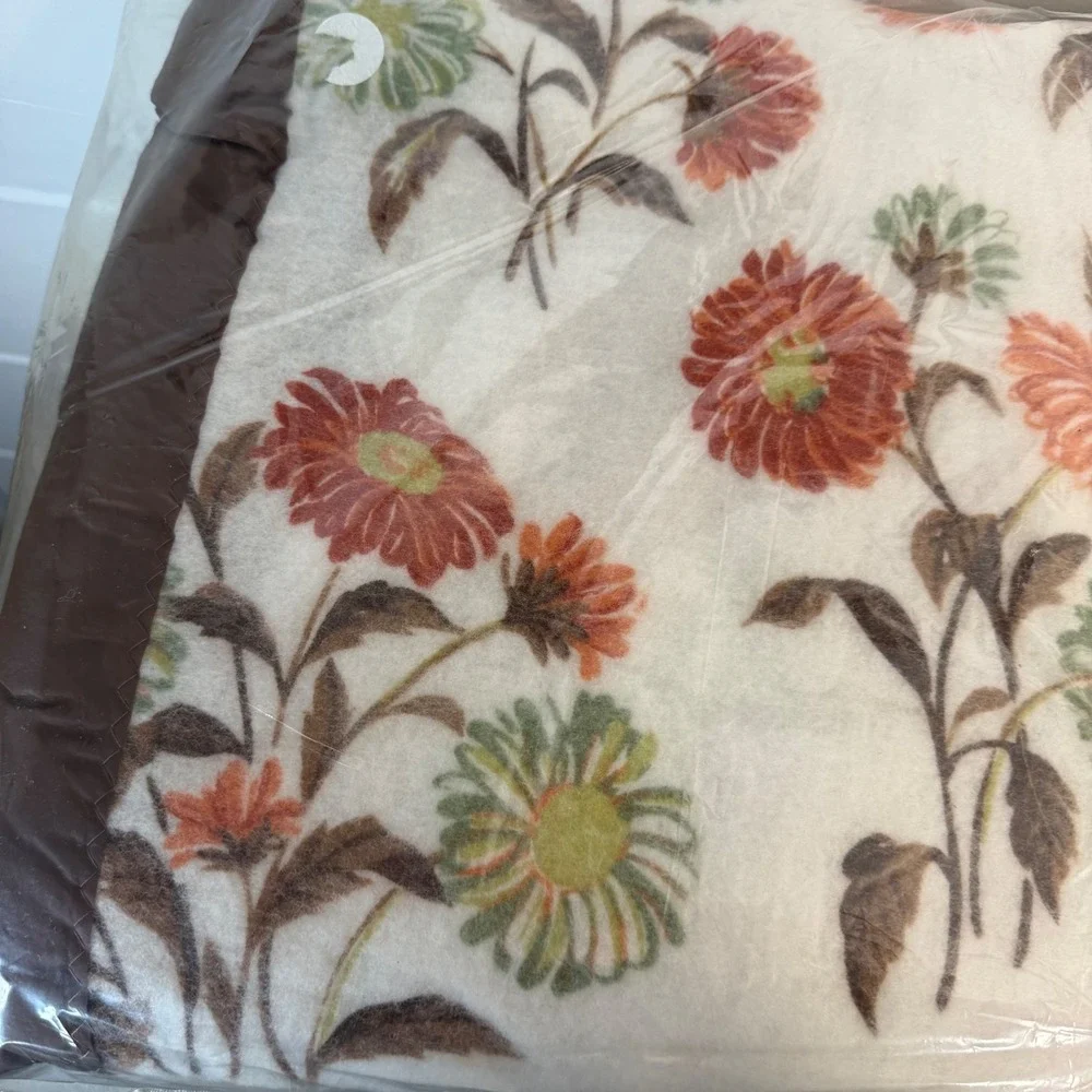 Vintage Chatham North Star Autumn Flowers Blanket Queen King Satin Edge‎ Floral